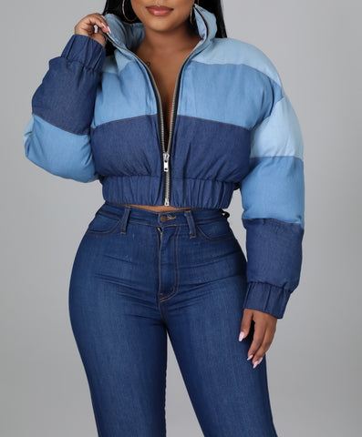 Denim Dreams Puffer Jacket